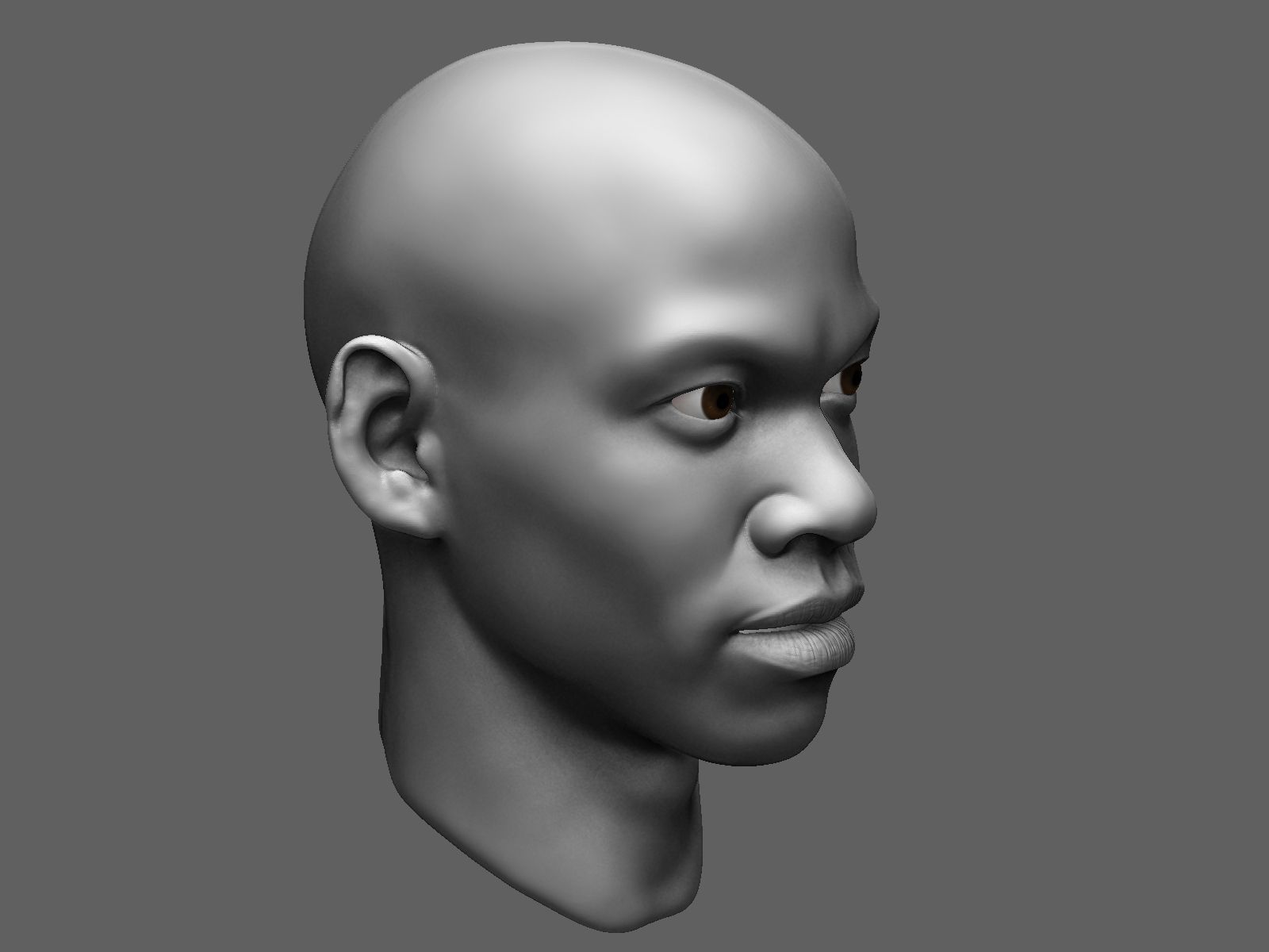 African male head sculpt 3D model_7