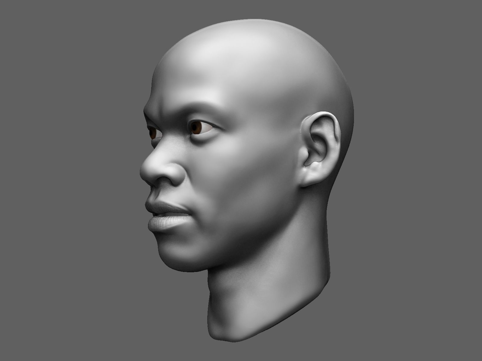 African male head sculpt 3D model_3