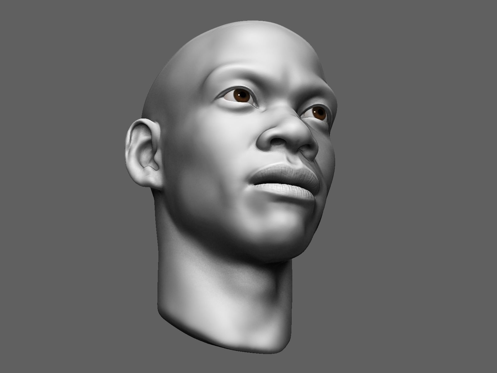 African male head sculpt 3D model_10