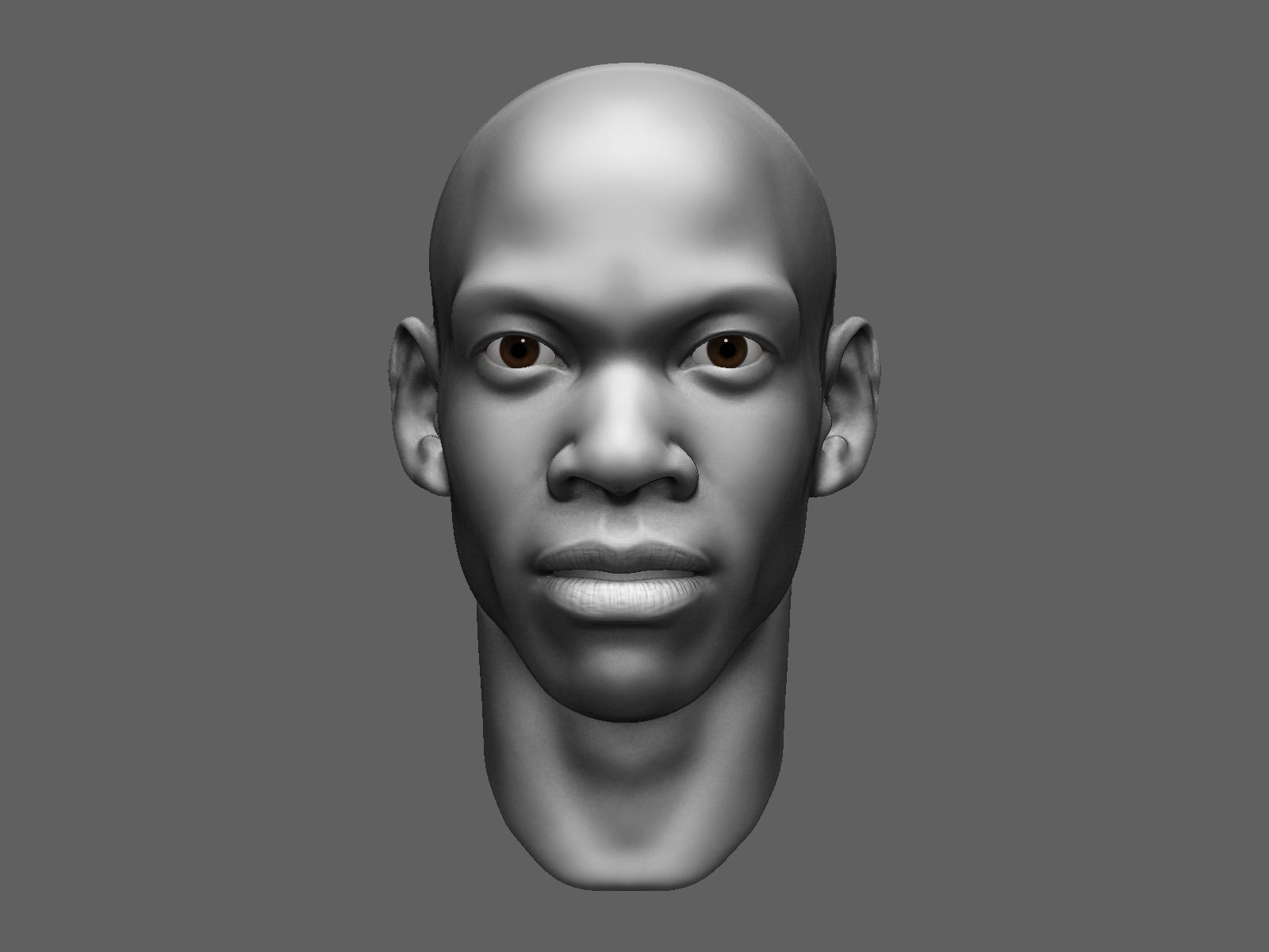 African male head sculpt 3D model_1