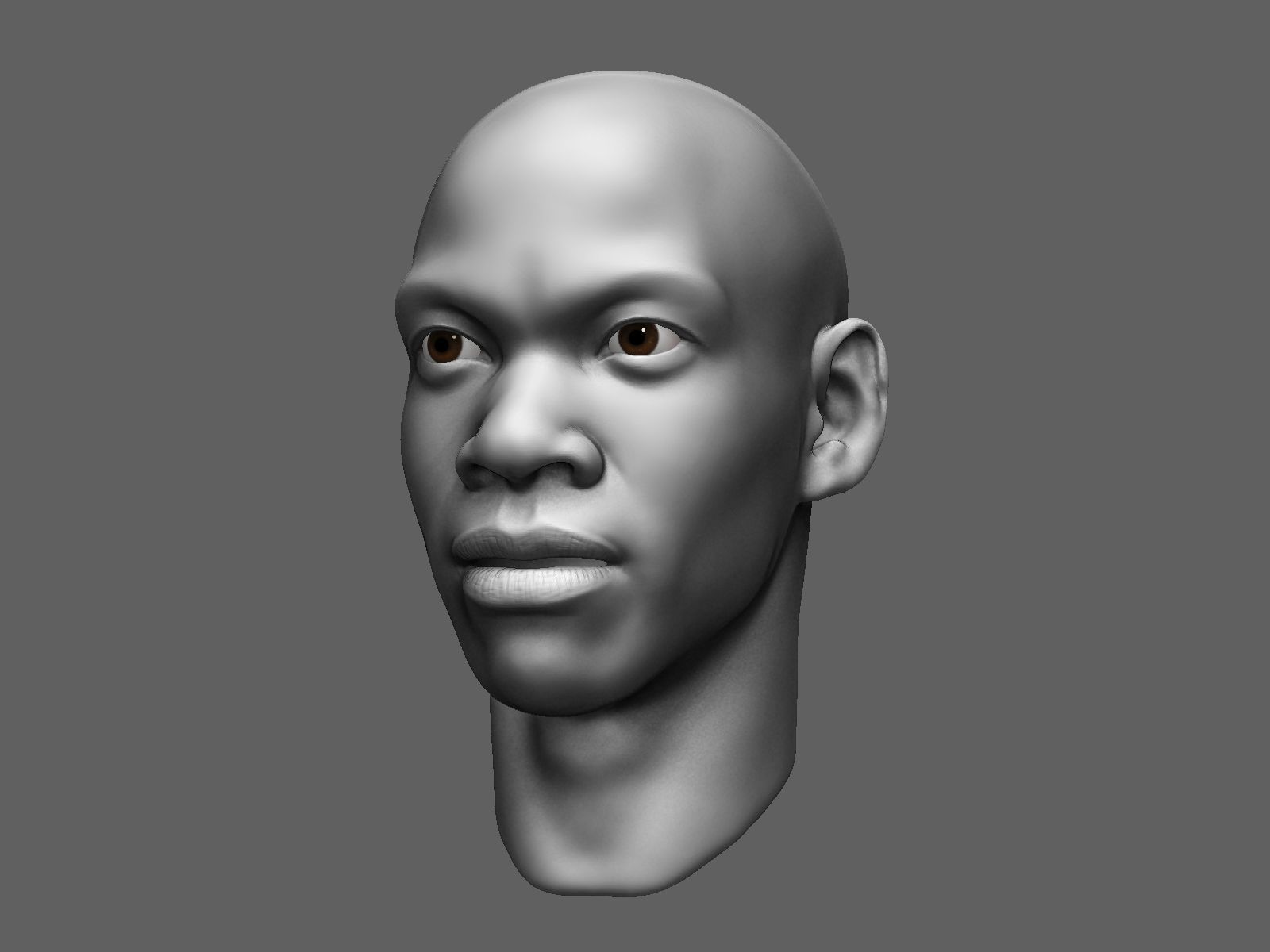 African male head sculpt 3D model_2