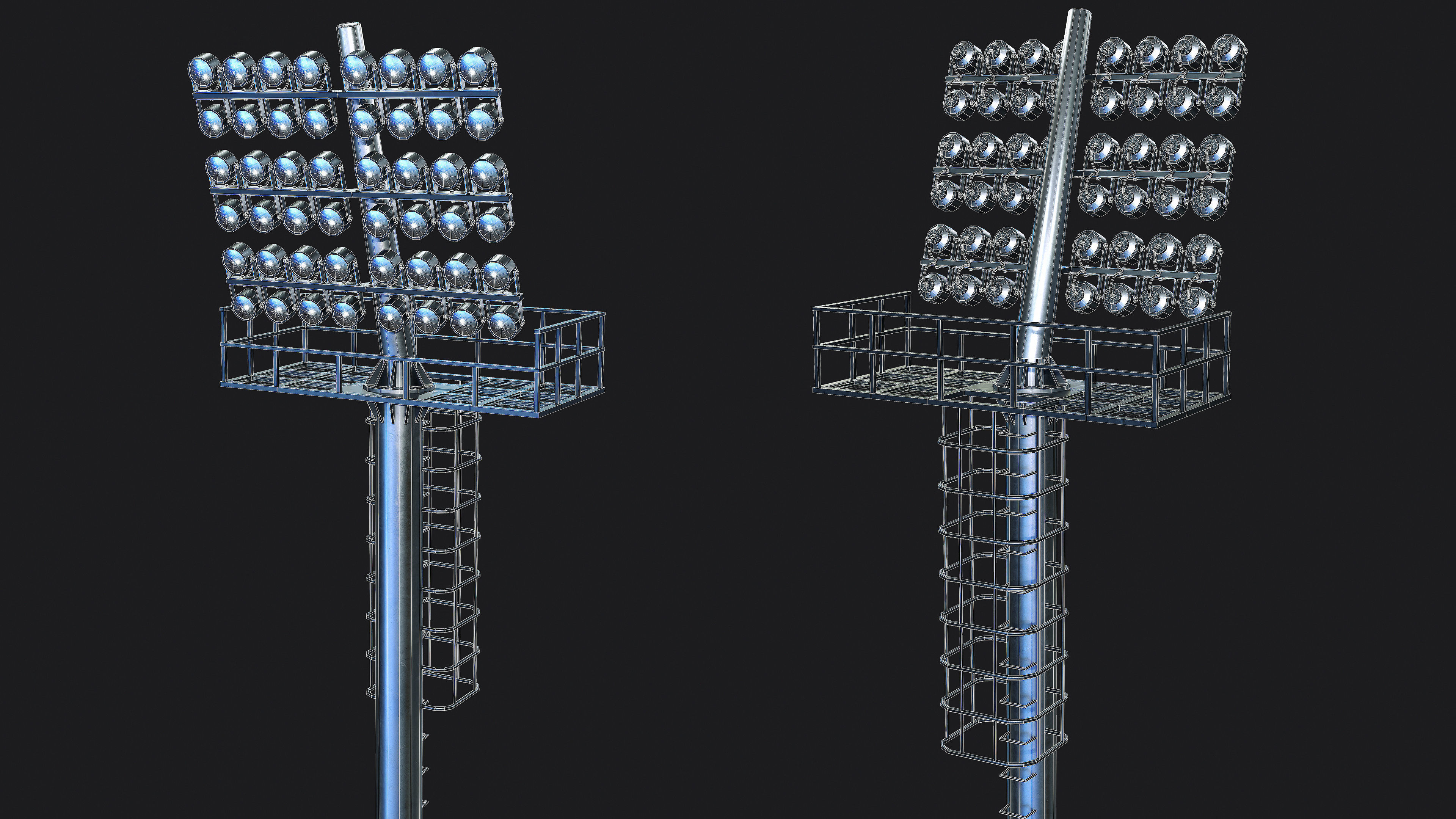 Stadium Light Tower Low-poly 3D model_6