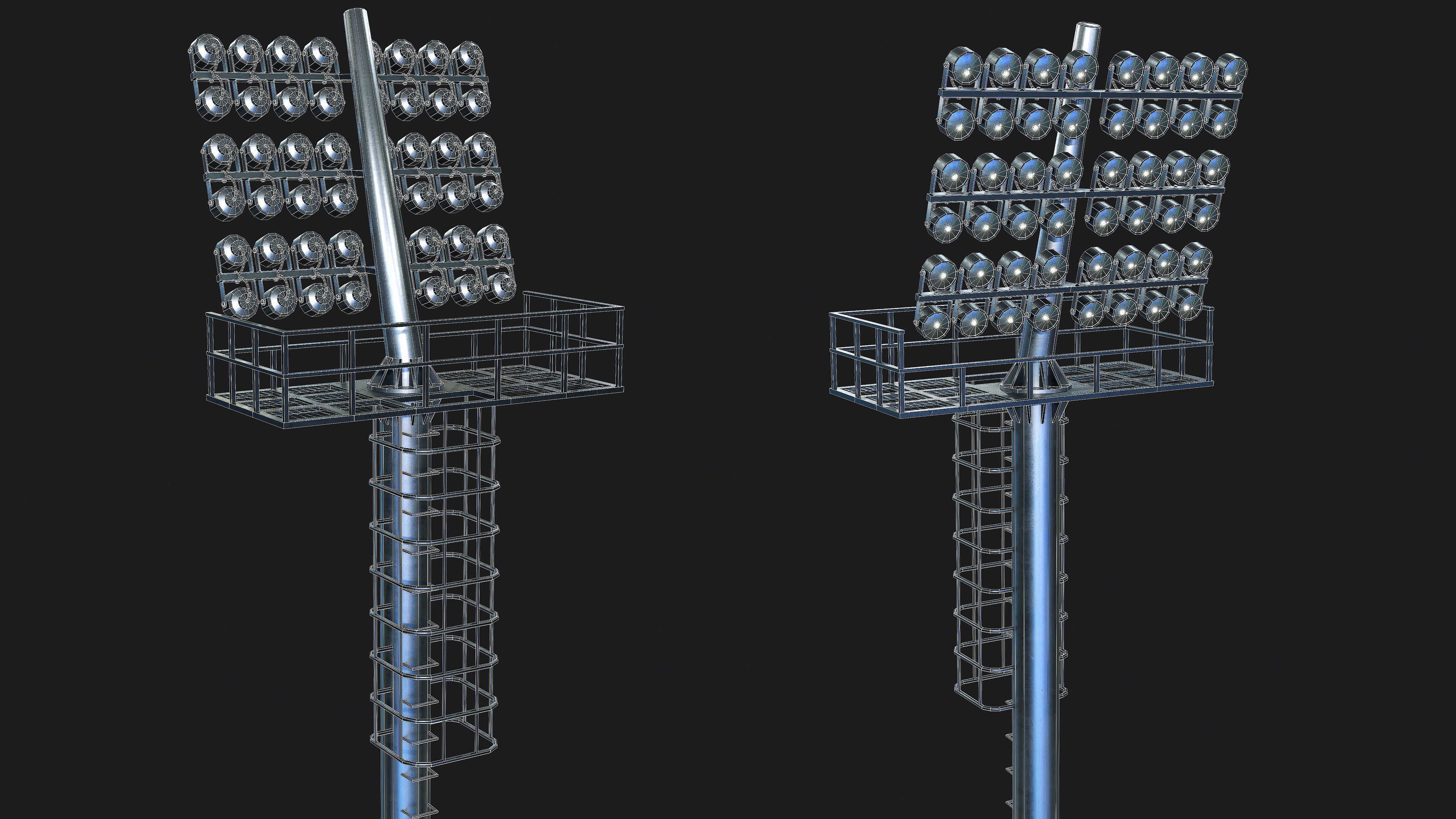 Stadium Light Tower Low-poly 3D model_8