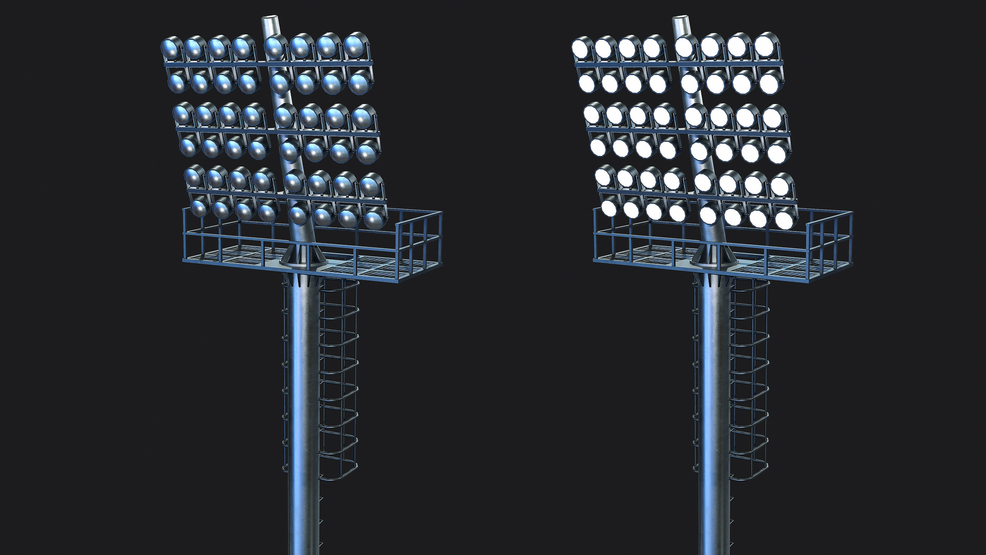 Stadium Light Tower Low-poly 3D model_3