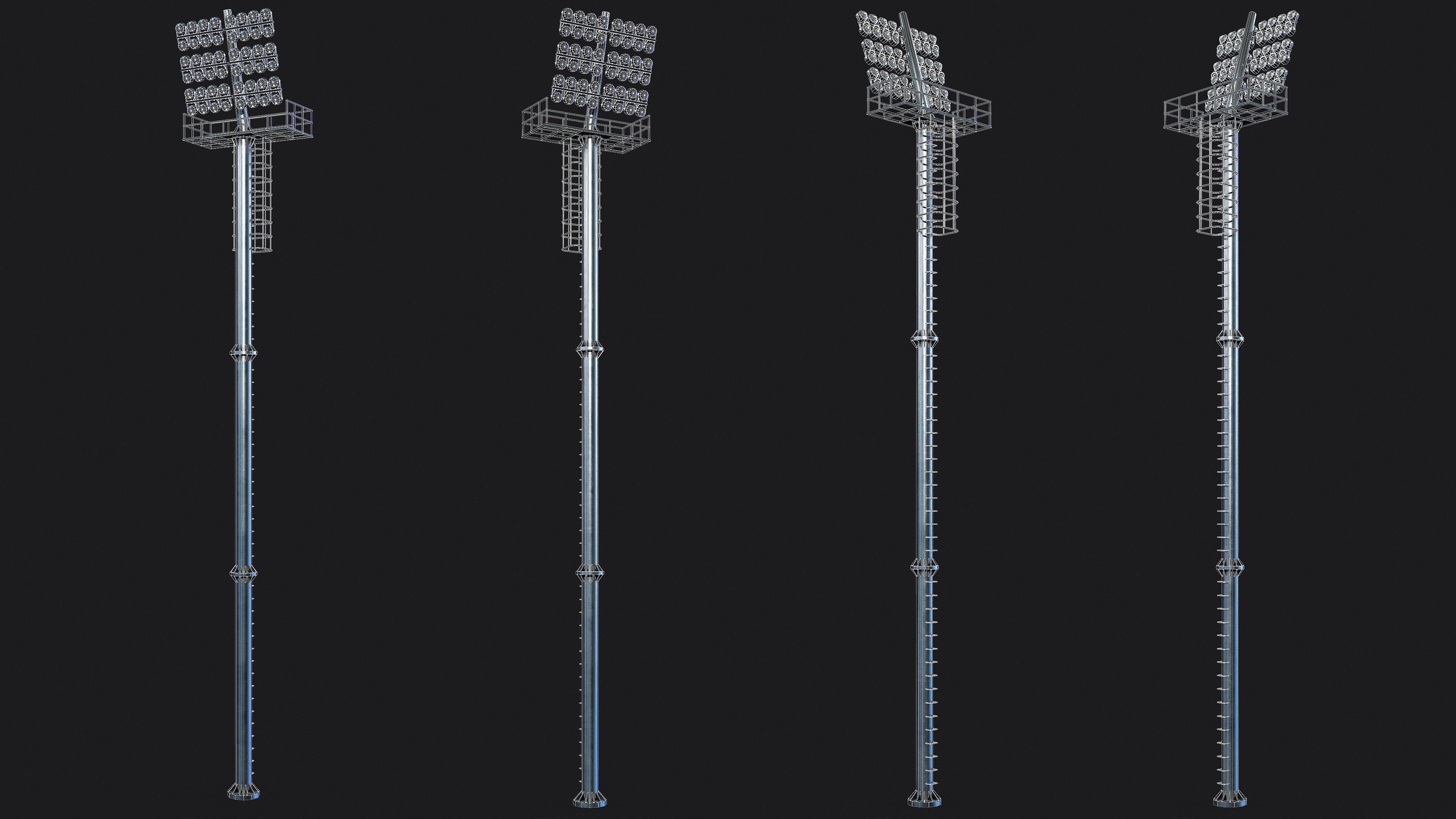 Stadium Light Tower Low-poly 3D model_10