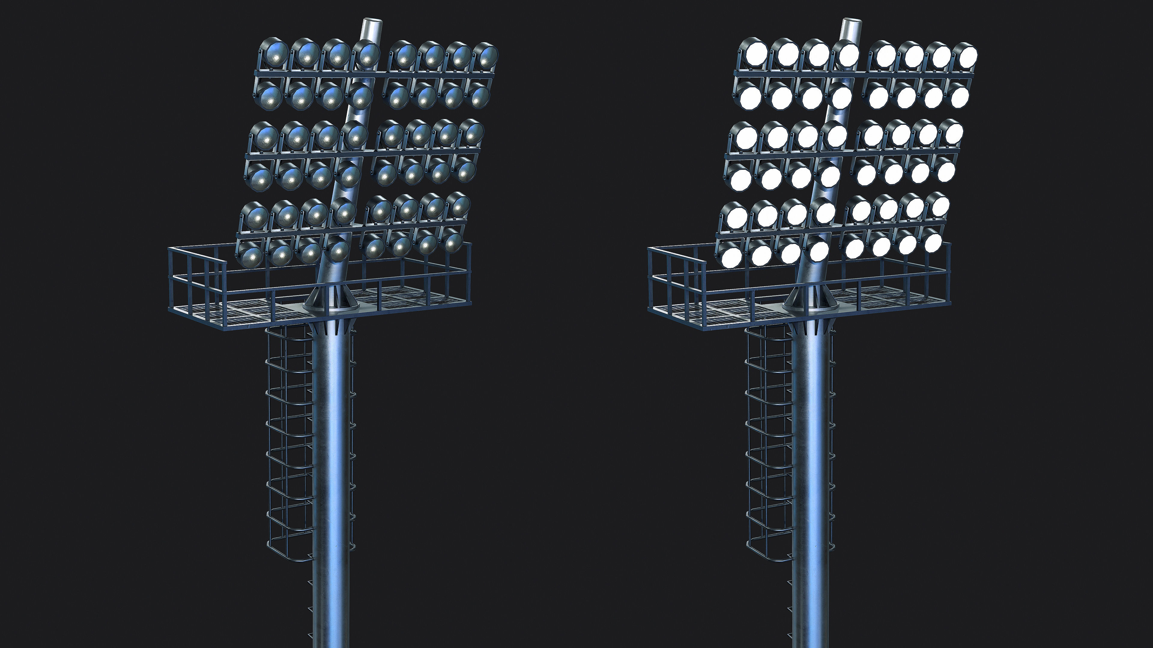Stadium Light Tower Low-poly 3D model_4