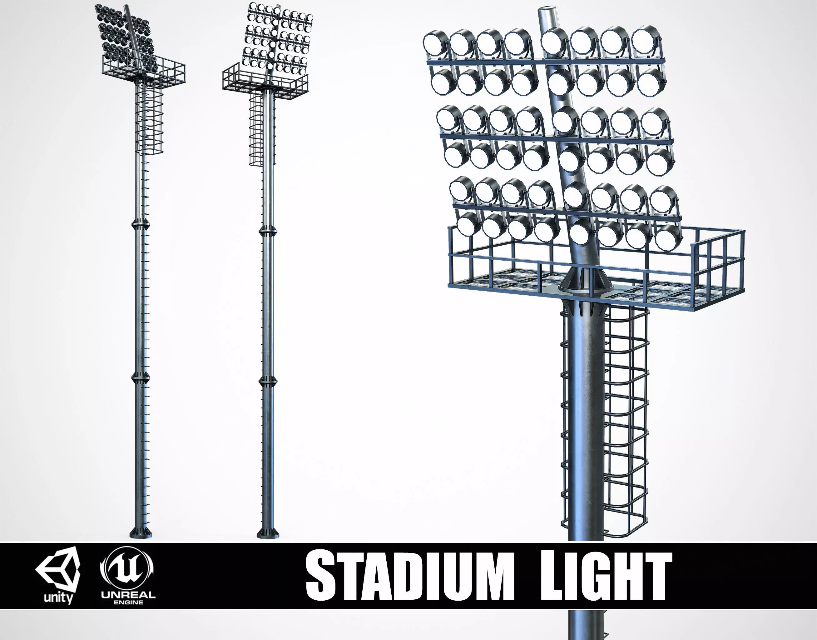 Stadium Light Tower Low-poly 3D model_0