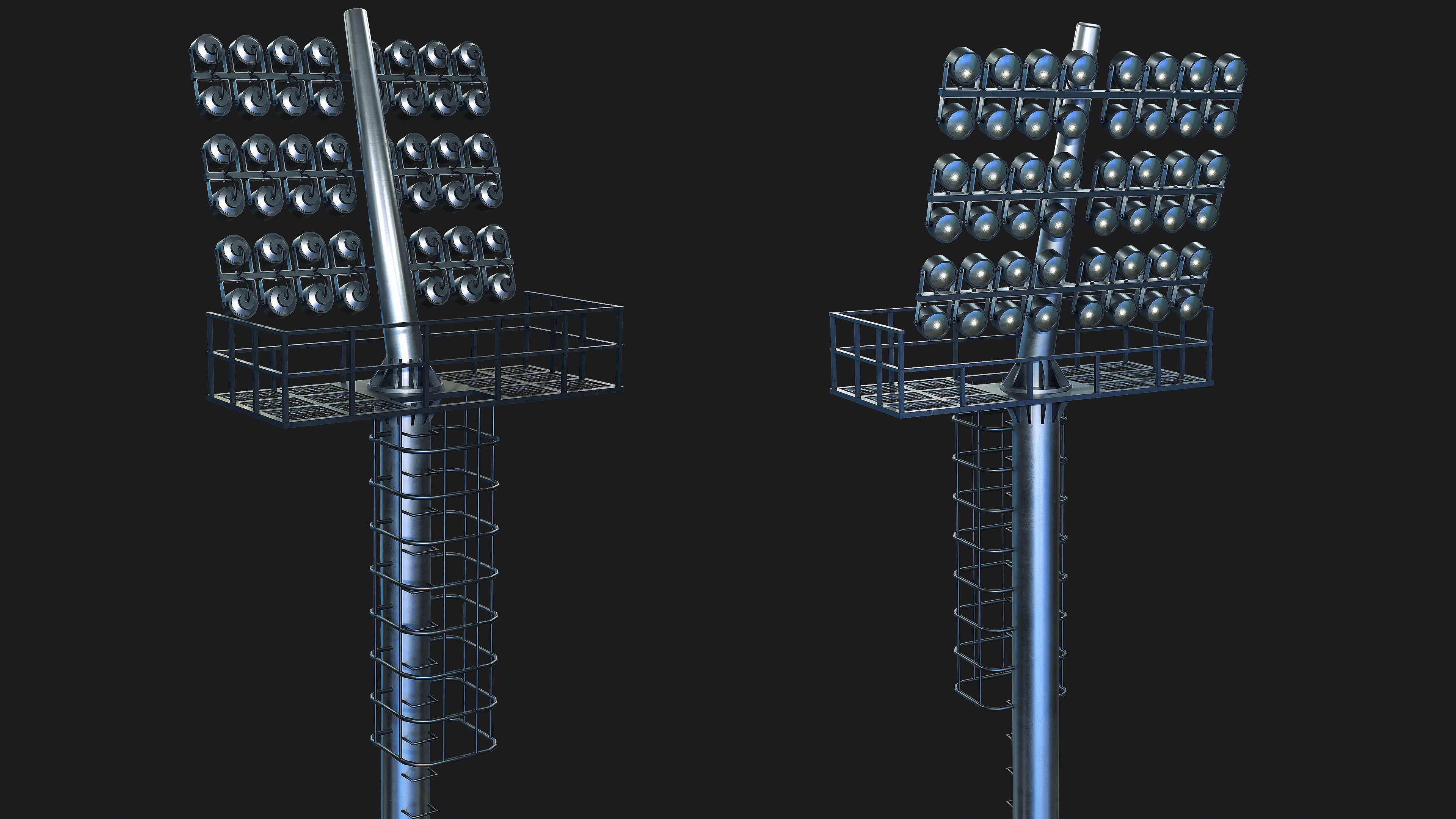 Stadium Light Tower Low-poly 3D model_7