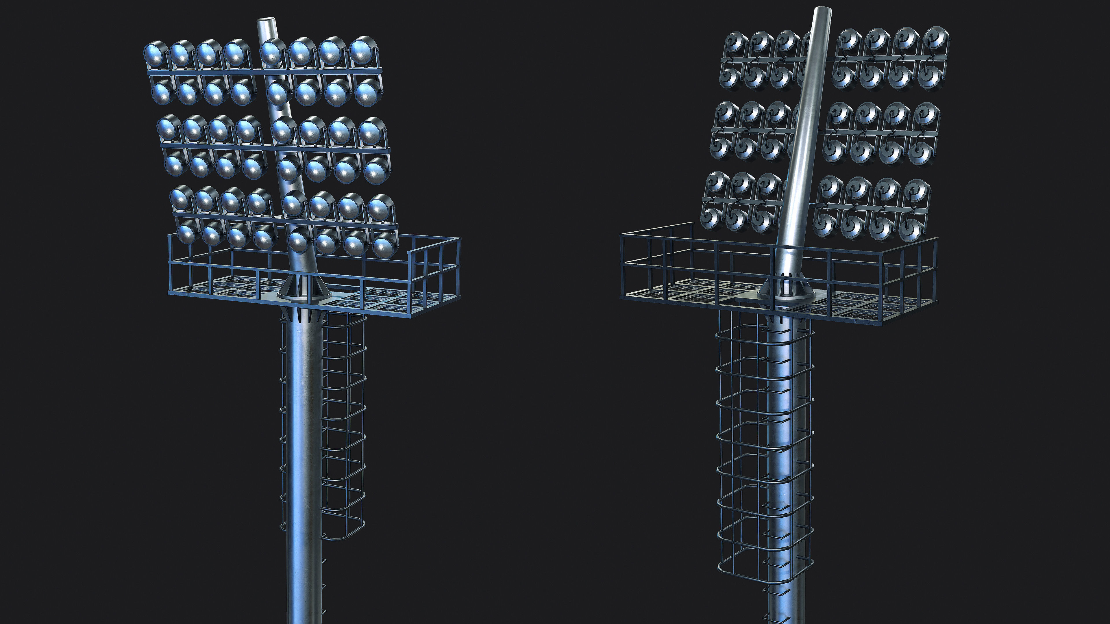 Stadium Light Tower Low-poly 3D model_5