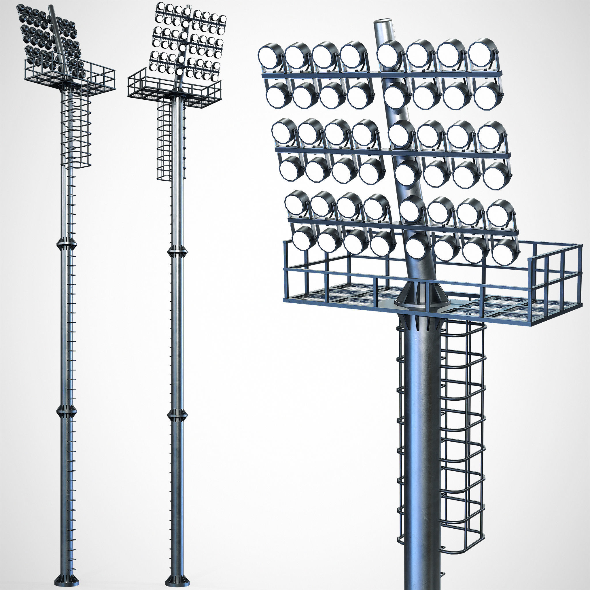 Stadium Light Tower Low-poly 3D model_2