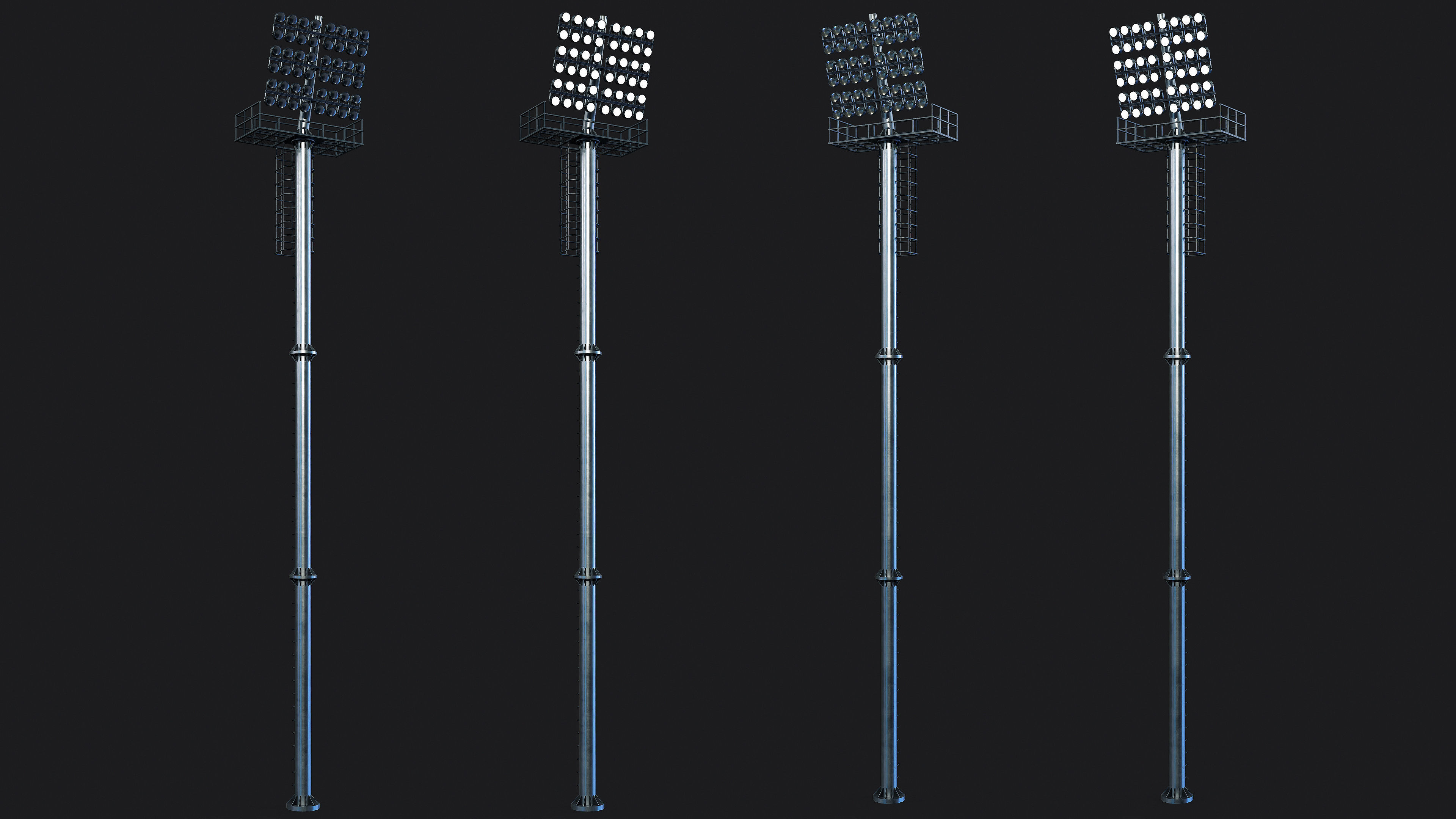 Stadium Light Tower Low-poly 3D model_11