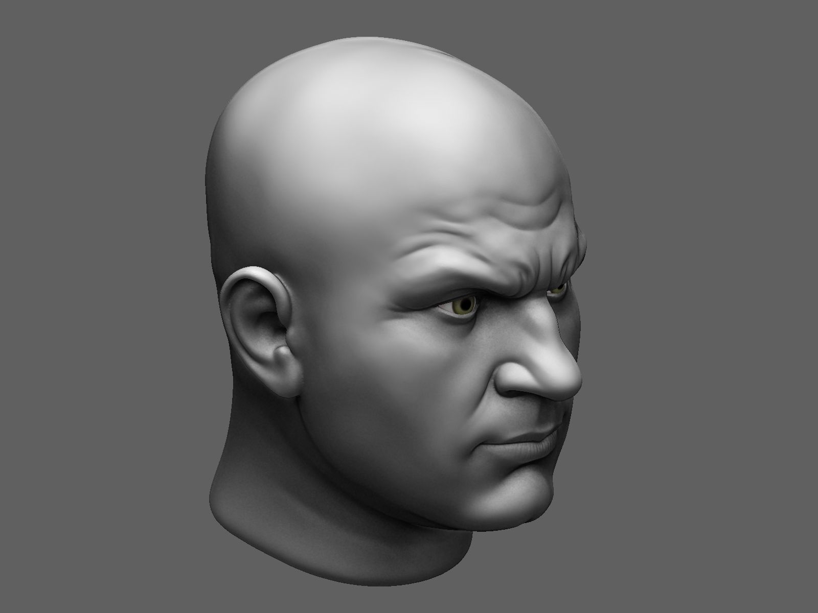 European male head sculpt 2 3D model_8