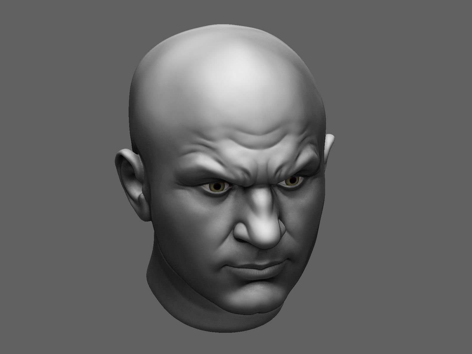 European male head sculpt 2 3D model_9