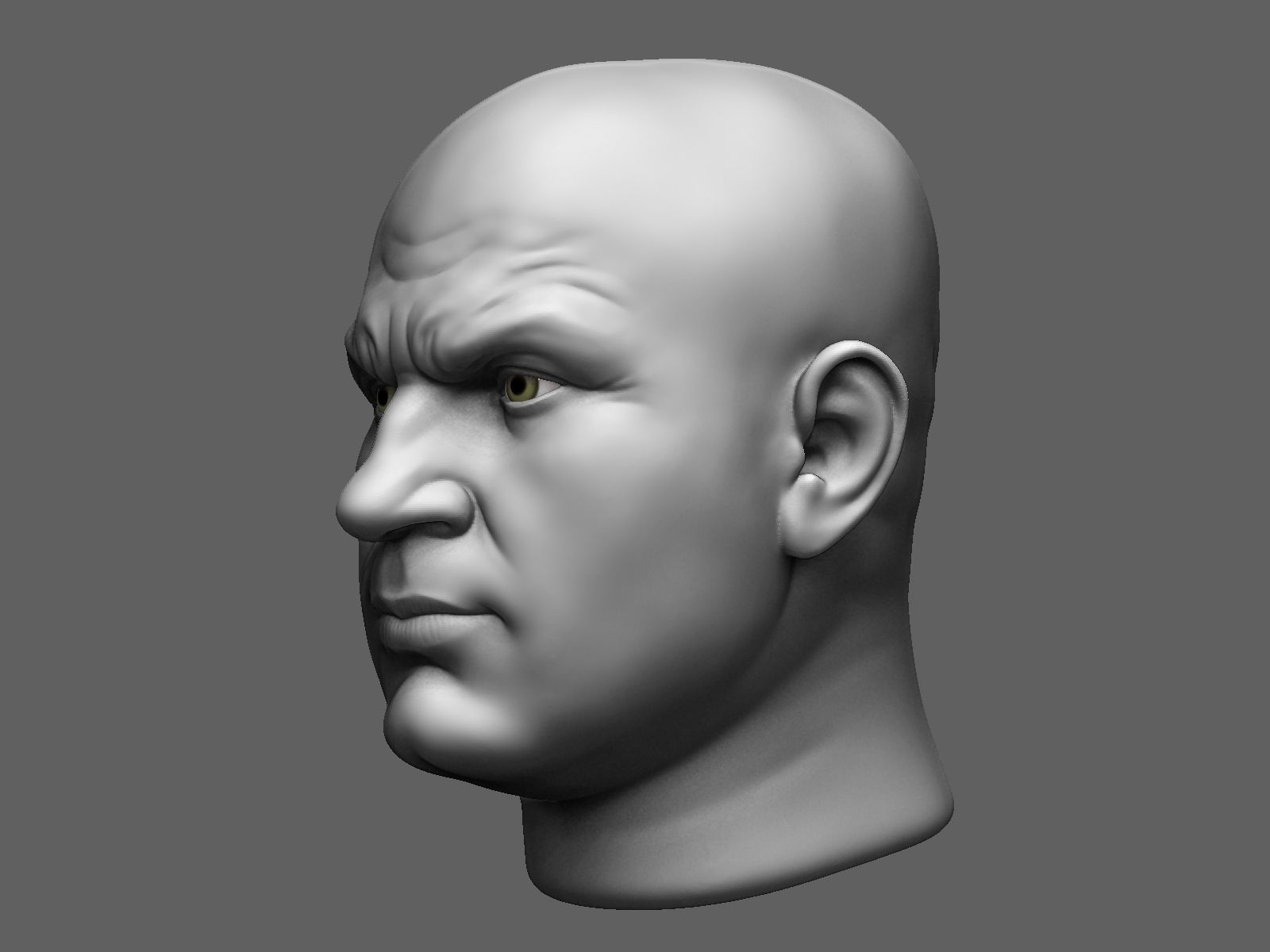 European male head sculpt 2 3D model_3