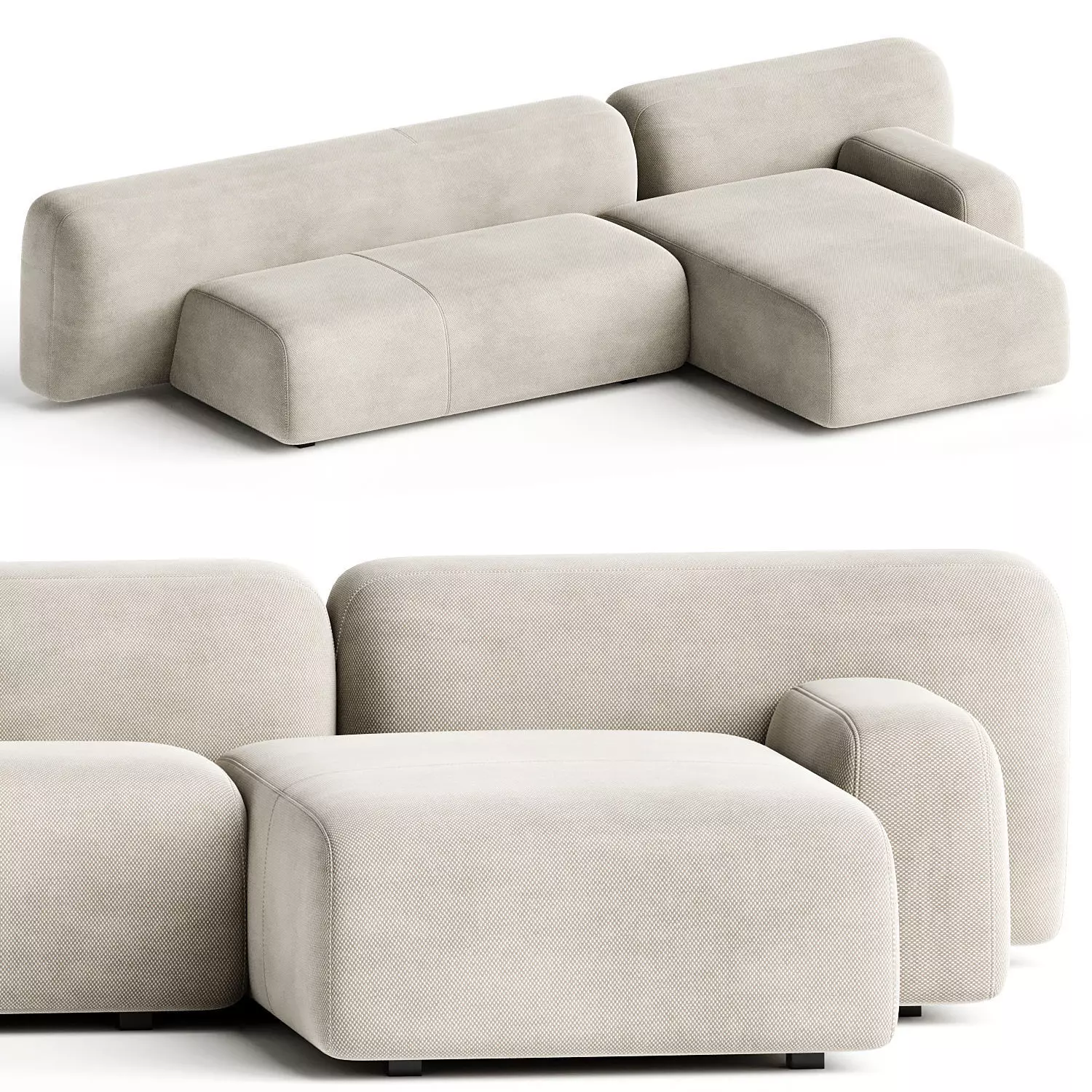 Suiseki Sofa cod SUI13DX composition 3D model_0