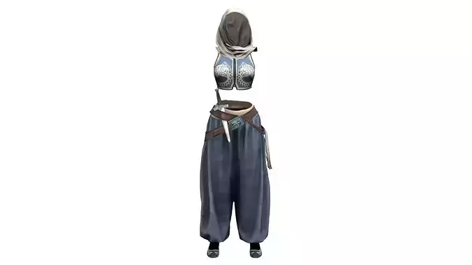 Ottoman Style Outfit Shawl Vest Pants Belt Shoes