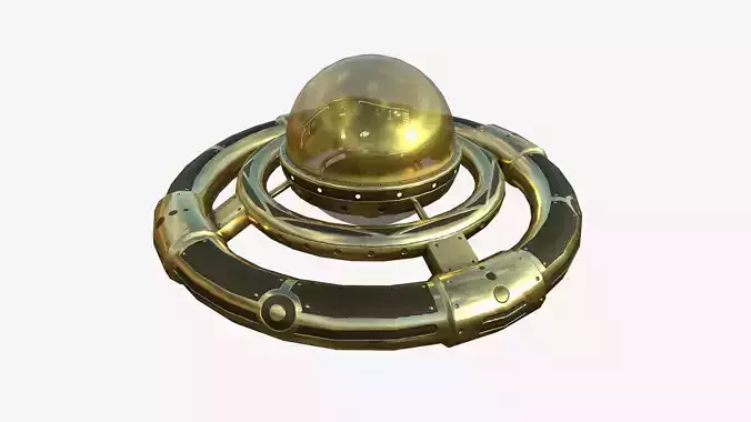 Alien Spaceship UFO E07 Gold - Sci Fi Spacecraft Design Low-poly 3D model