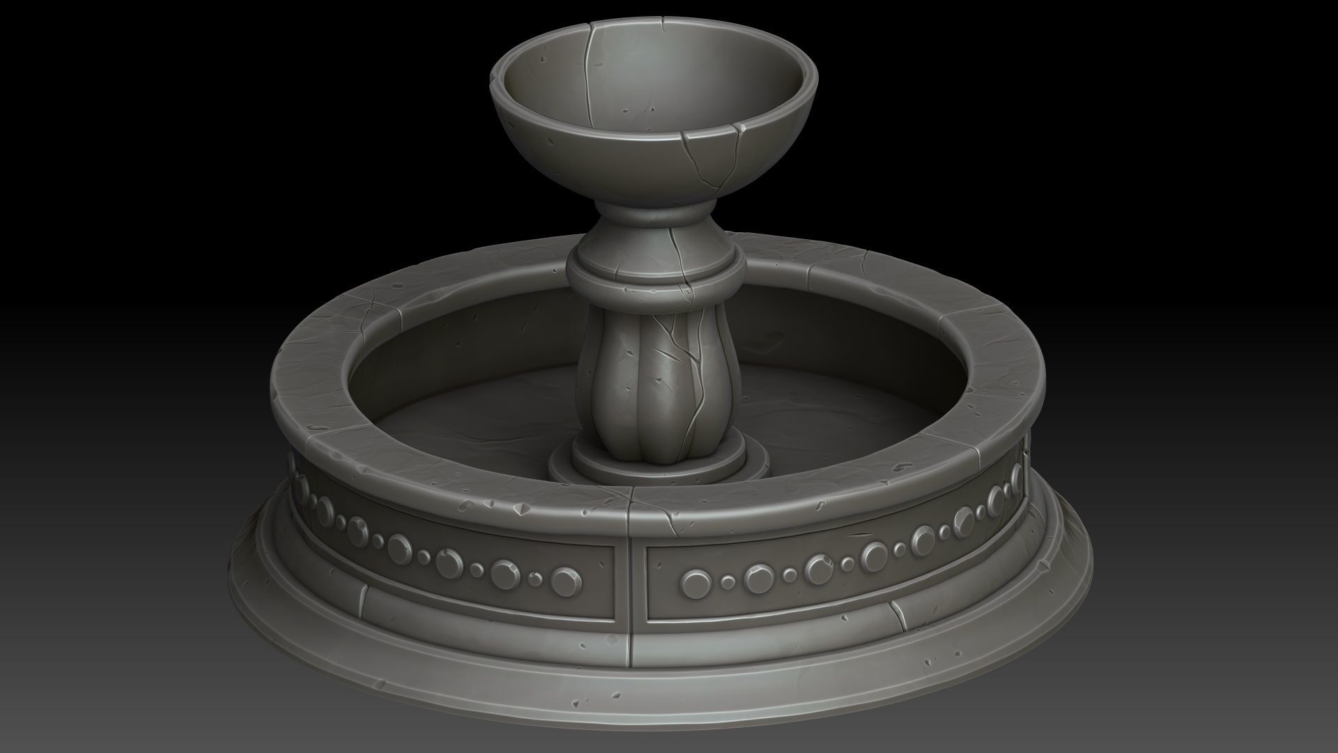 Stylized fountain 3D model_5