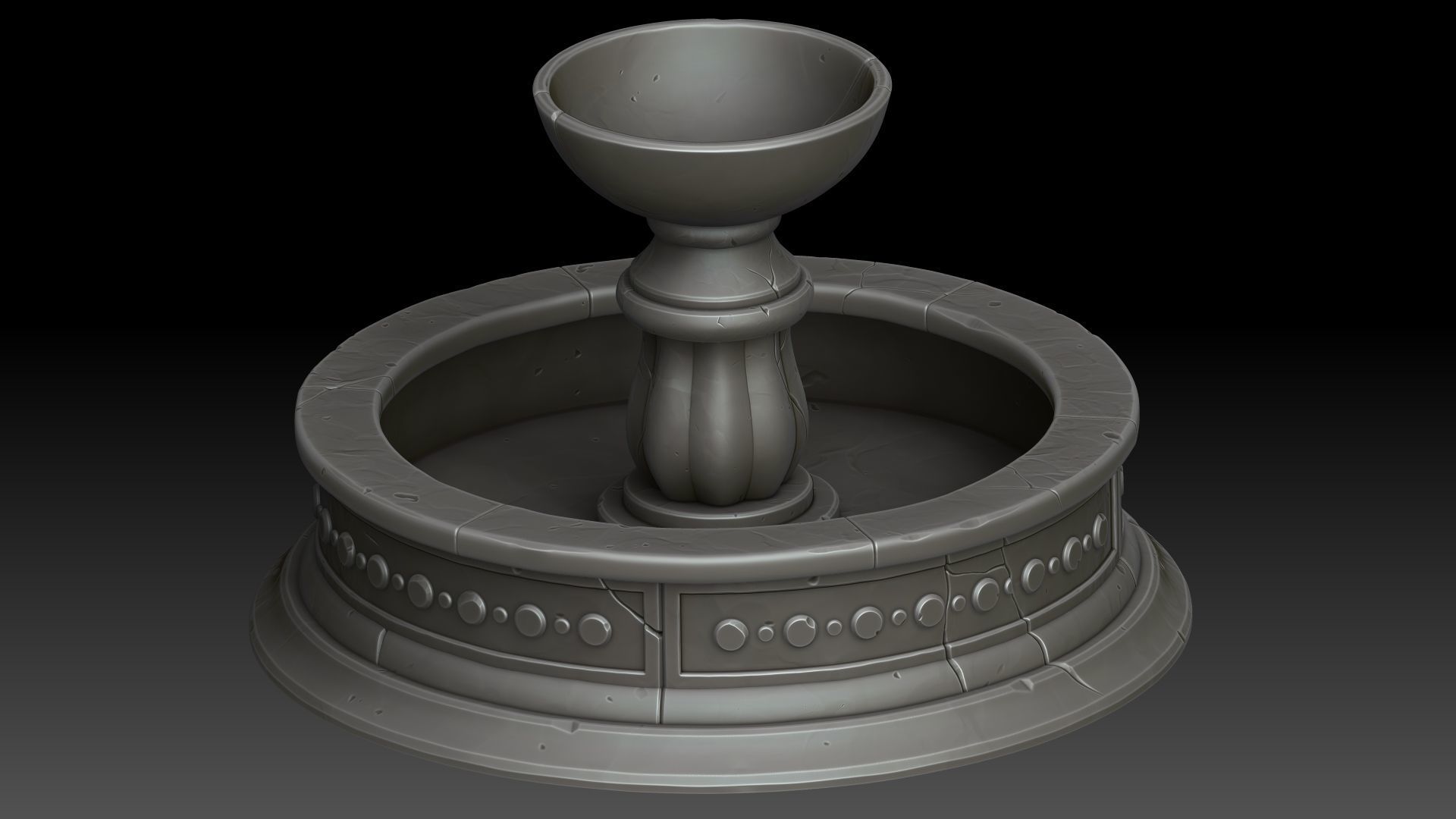 Stylized fountain 3D model_4