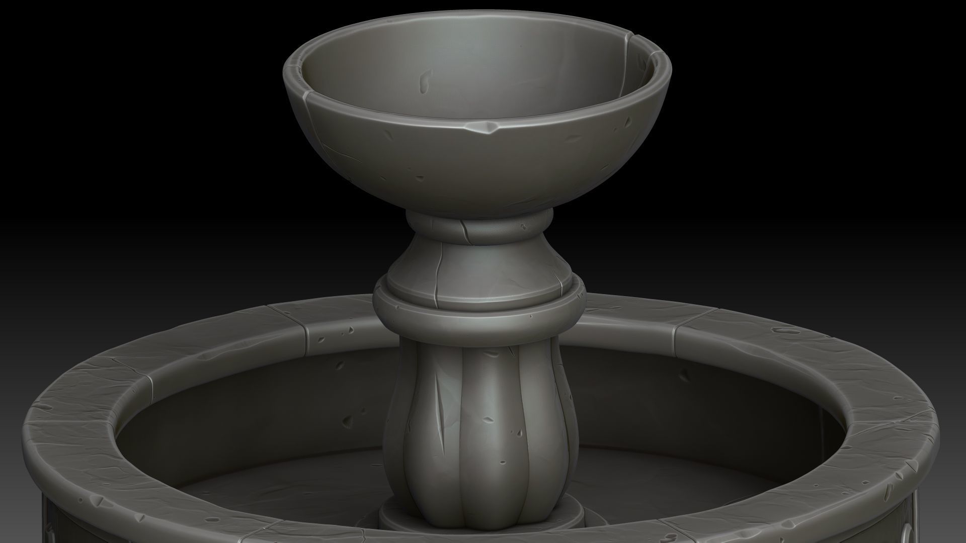 Stylized fountain 3D model_9