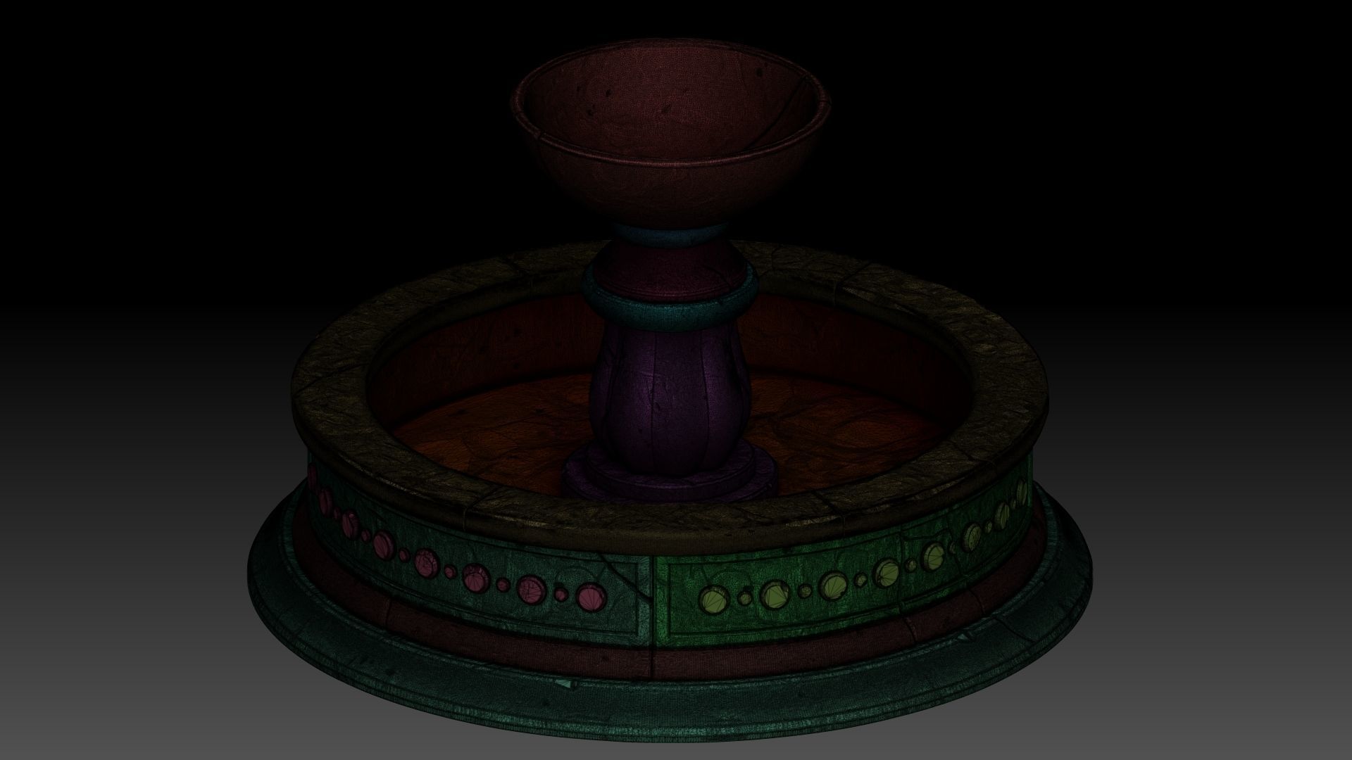 Stylized fountain 3D model_11