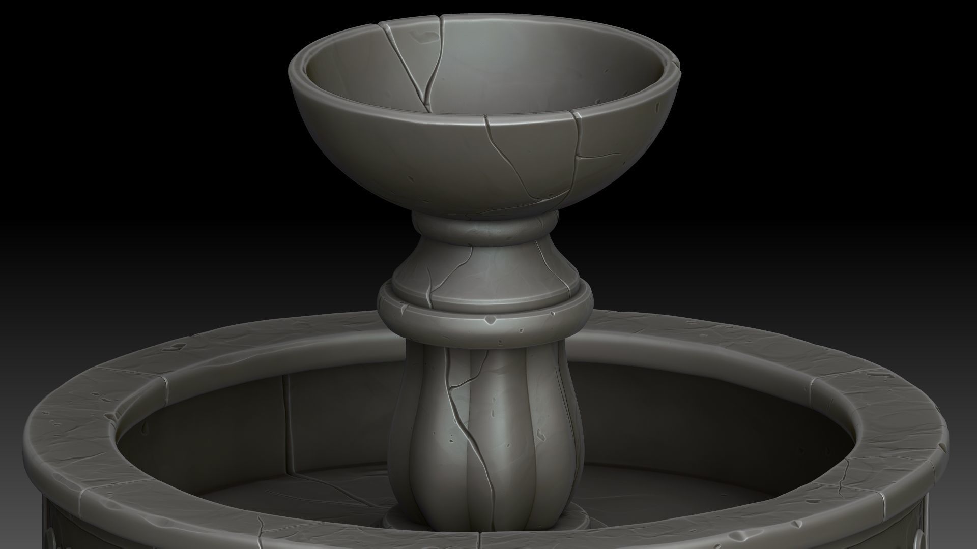 Stylized fountain 3D model_10