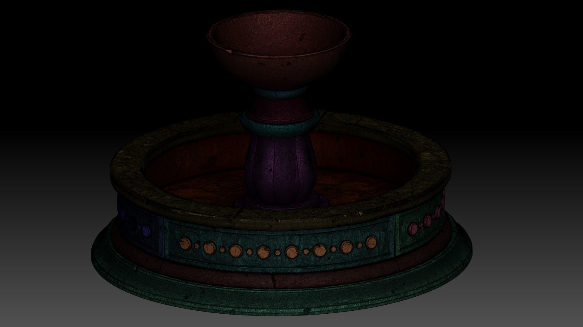 Stylized fountain 3D model_12