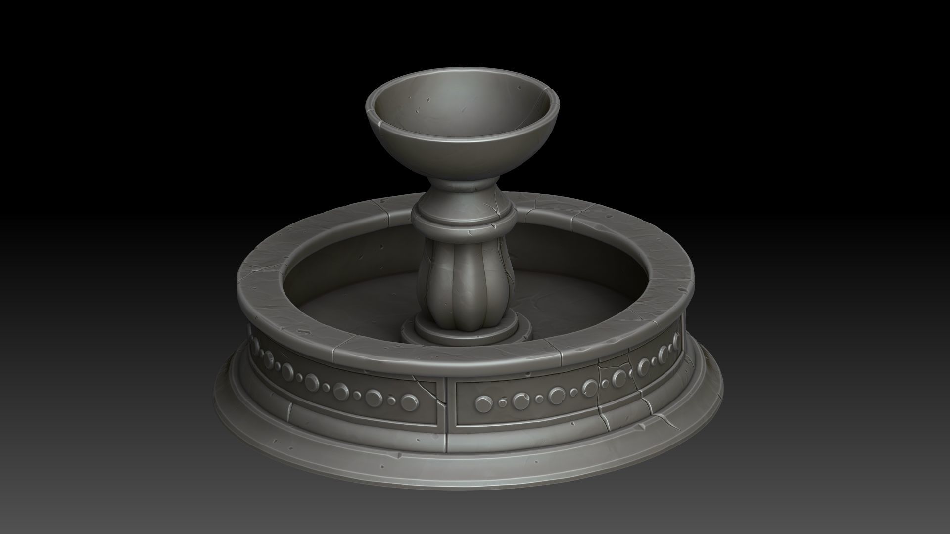 Stylized fountain 3D model_2