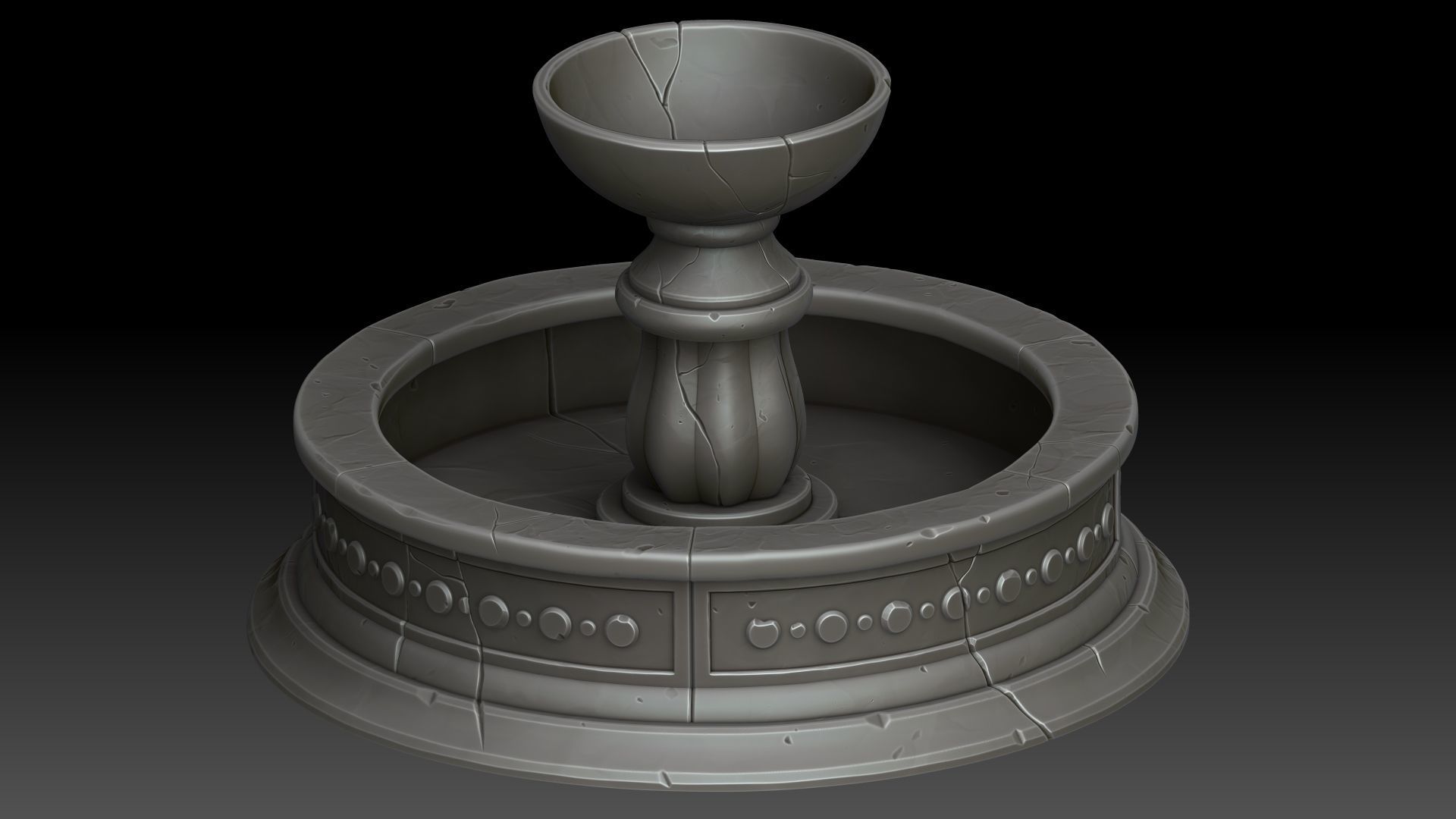 Stylized fountain 3D model_3