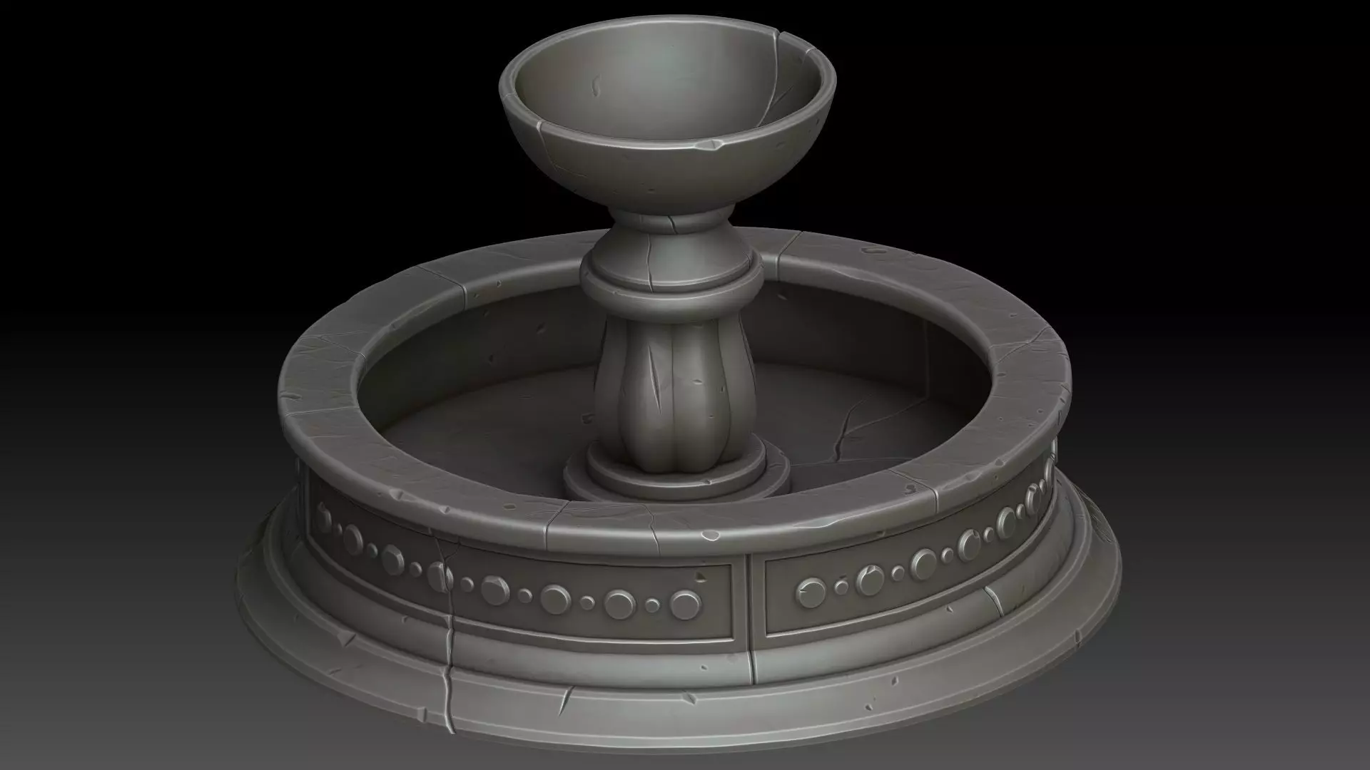 Stylized fountain 3D model_0