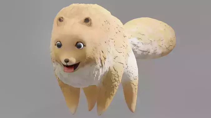 Pomeranian Dog Chibi Stylized Version Low Poly Model RIGGED Low-poly 3D model
