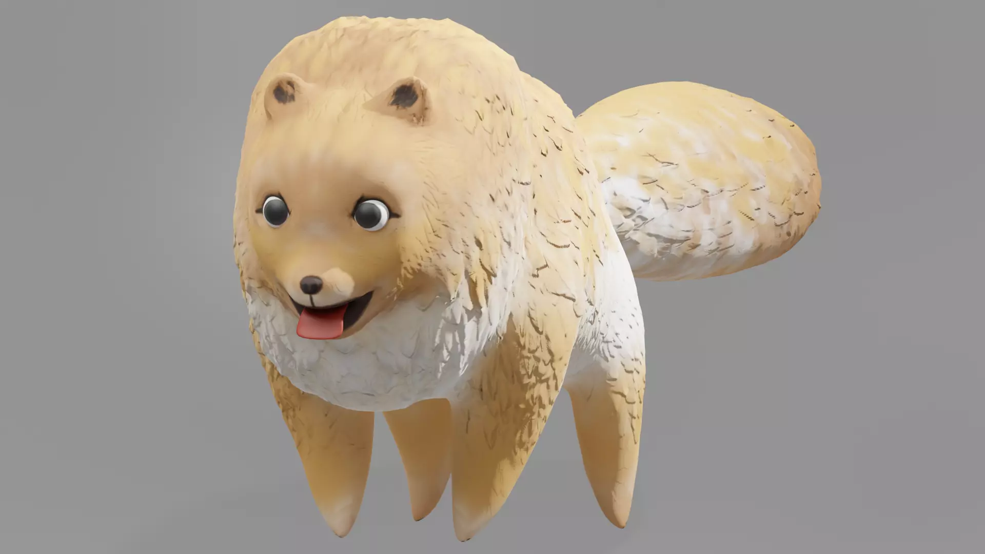 Pomeranian Dog Chibi Stylized Version Low Poly Model RIGGED Low-poly 3D model