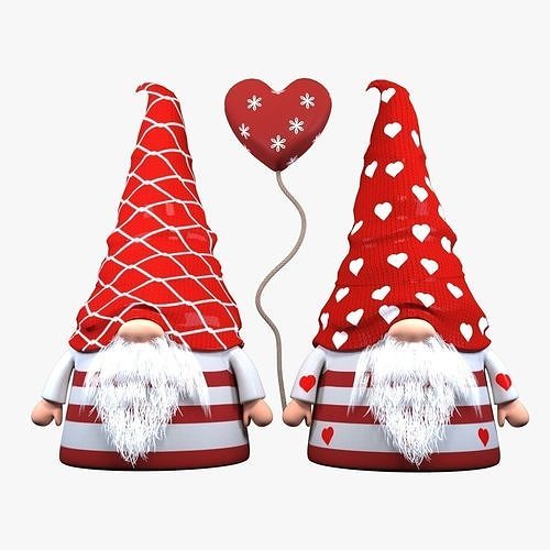 valentine christmas gnomes Low-poly 3D model