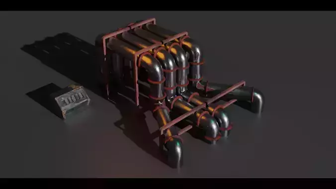 Low-Poly 3D Model of Pipe Air Conditioning Part Low-poly 3D model