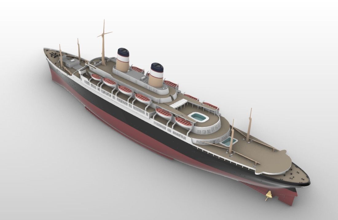 SS Constitution ocean liner cruise ship printable model 1951  3D print model_3