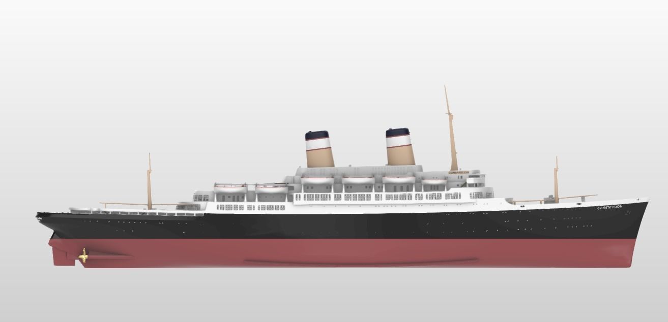 SS Constitution ocean liner cruise ship printable model 1951  3D print model_1