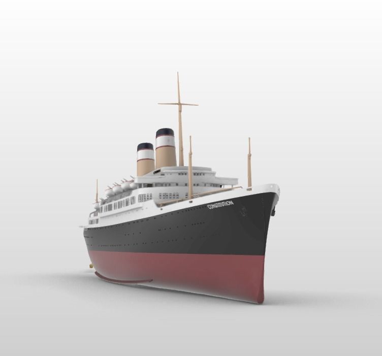 SS Constitution ocean liner cruise ship printable model 1951  3D print model_5