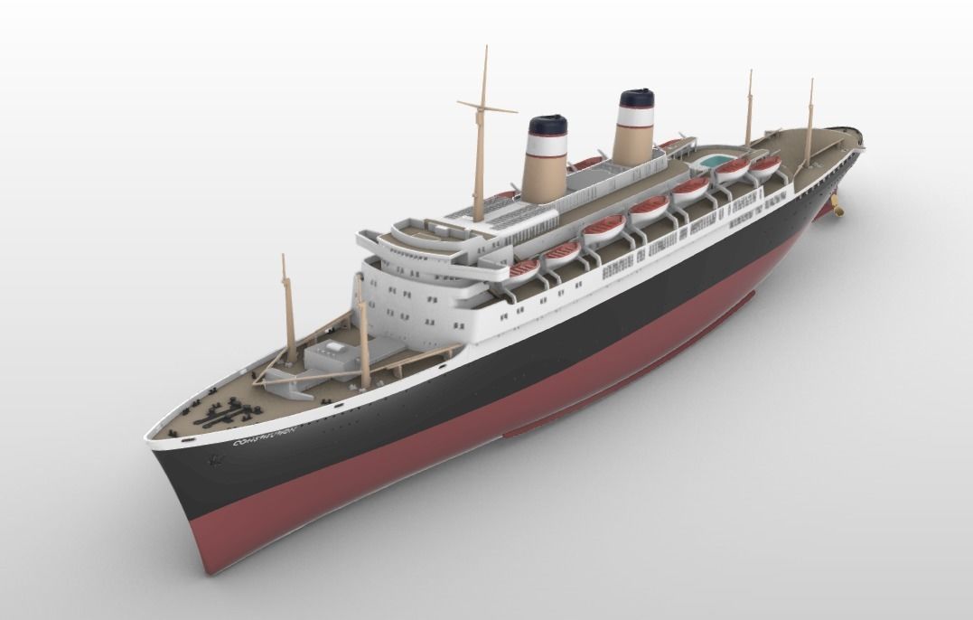 SS Constitution ocean liner cruise ship printable model 1959 3D print model_1