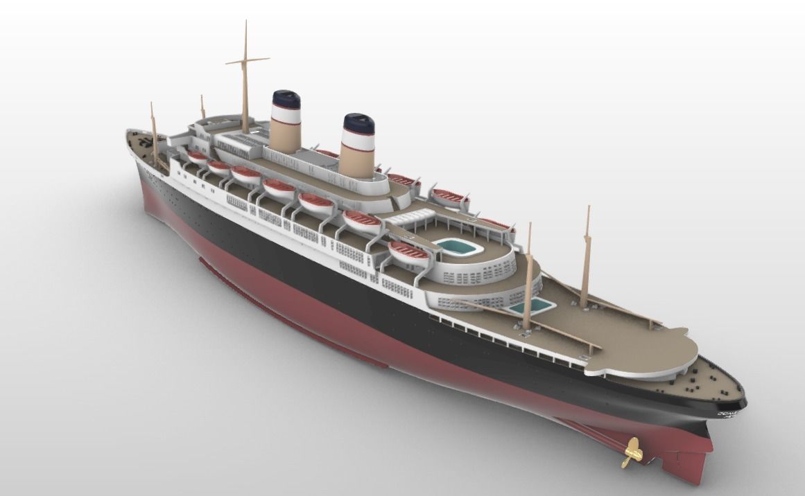 SS Constitution ocean liner cruise ship printable model 1959 3D print model_3