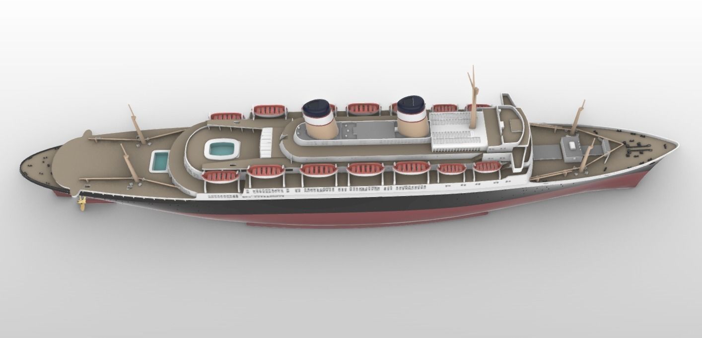 SS Constitution ocean liner cruise ship printable model 1959 3D print model_5