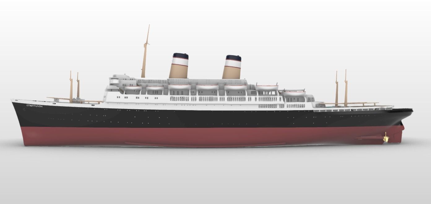 SS Constitution ocean liner cruise ship printable model 1959 3D print model_2