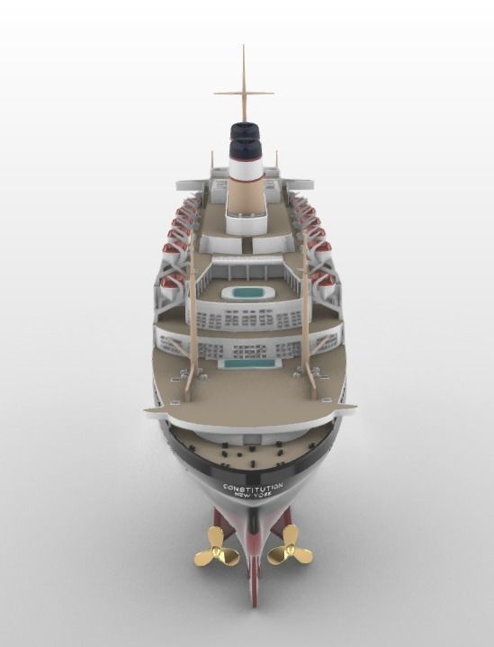 SS Constitution ocean liner cruise ship printable model 1959 3D print model_4