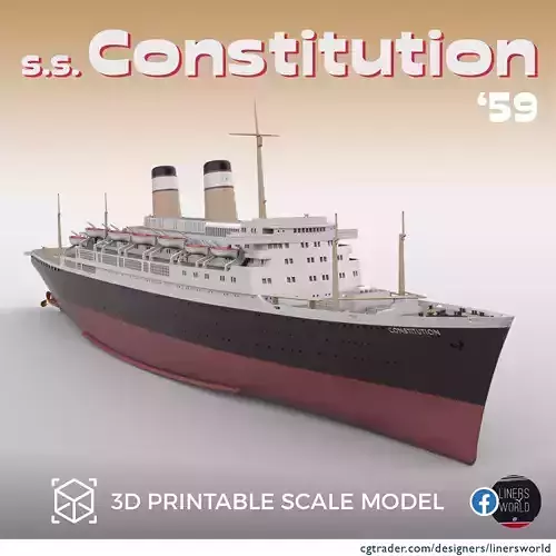 SS Constitution ocean liner cruise ship printable model 1959 3D print model