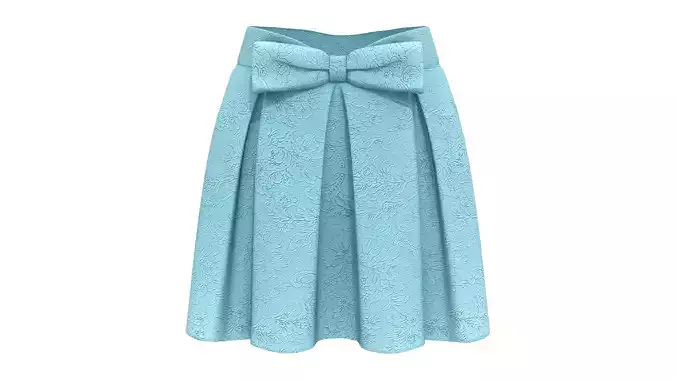 Luxury Jacquard Pleated Mini Skirt With Bow Low-poly 3D model