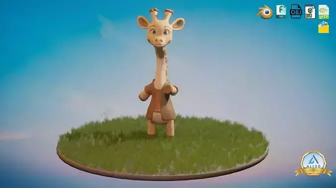 Stylized Standing Toon Giraffe Low-poly 3D model