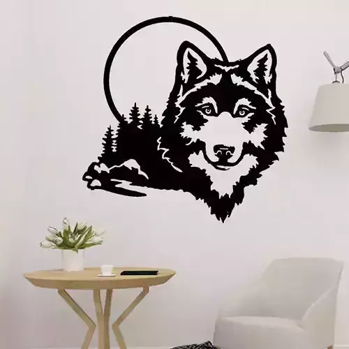Wolf and Moon Wall Decor