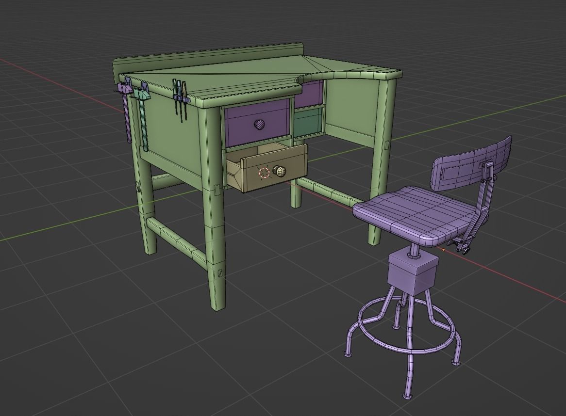 PBR Workbench Table Low-poly 3D model_12