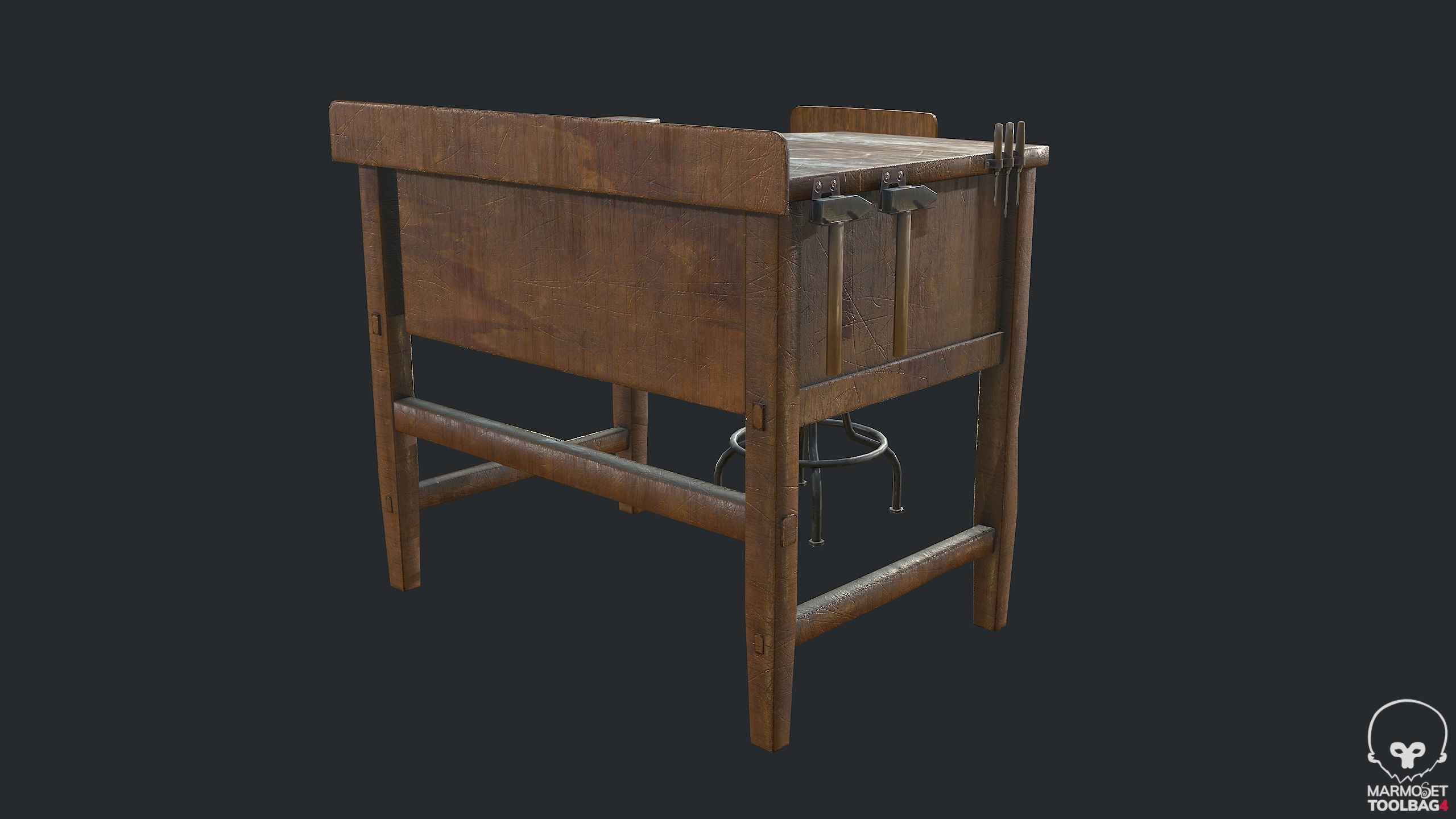 PBR Workbench Table Low-poly 3D model_4