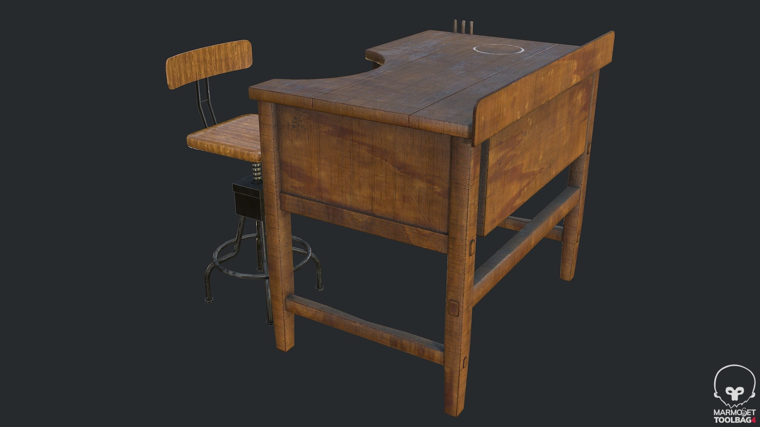 PBR Workbench Table Low-poly 3D model_5
