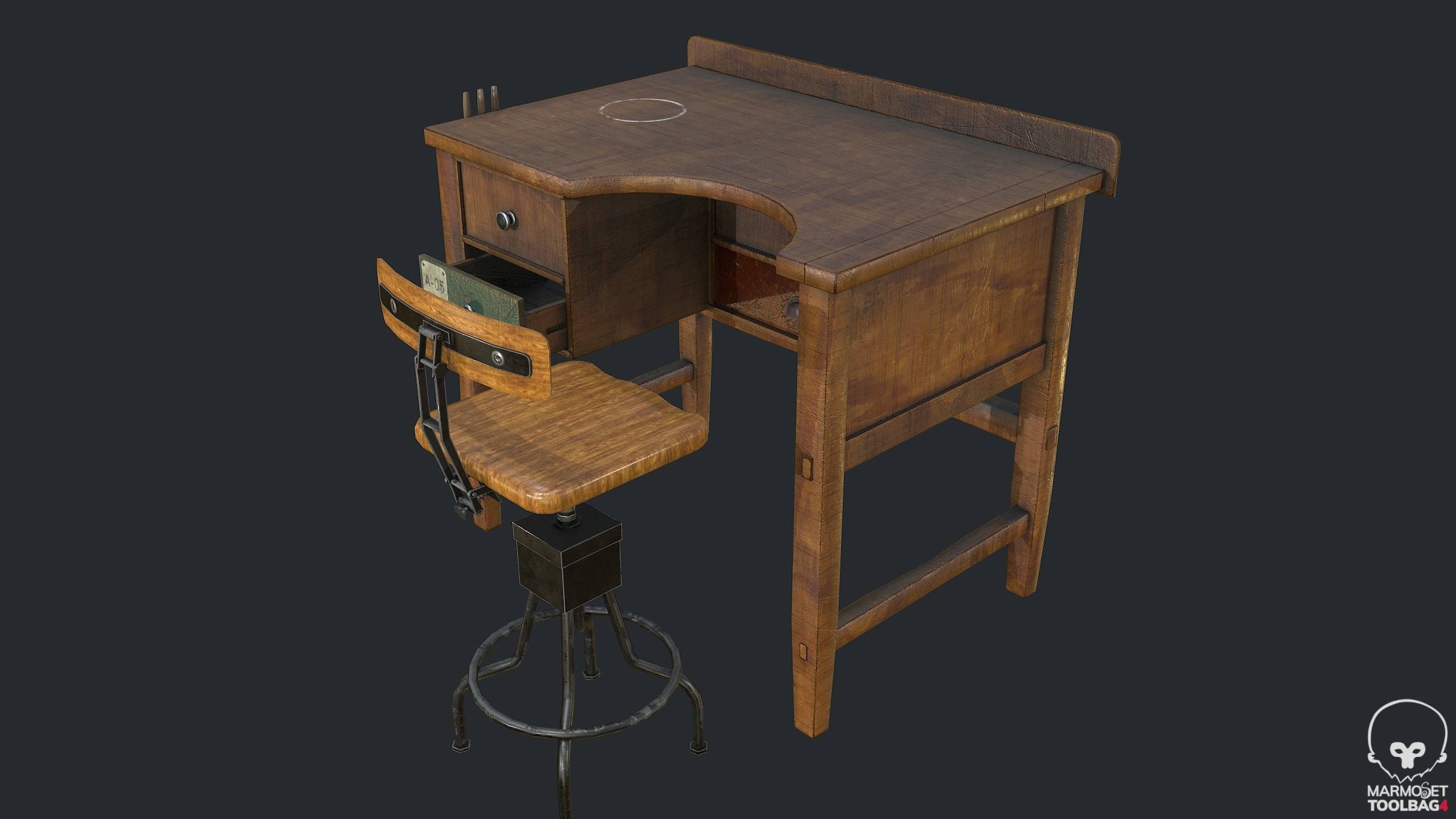 PBR Workbench Table Low-poly 3D model_6